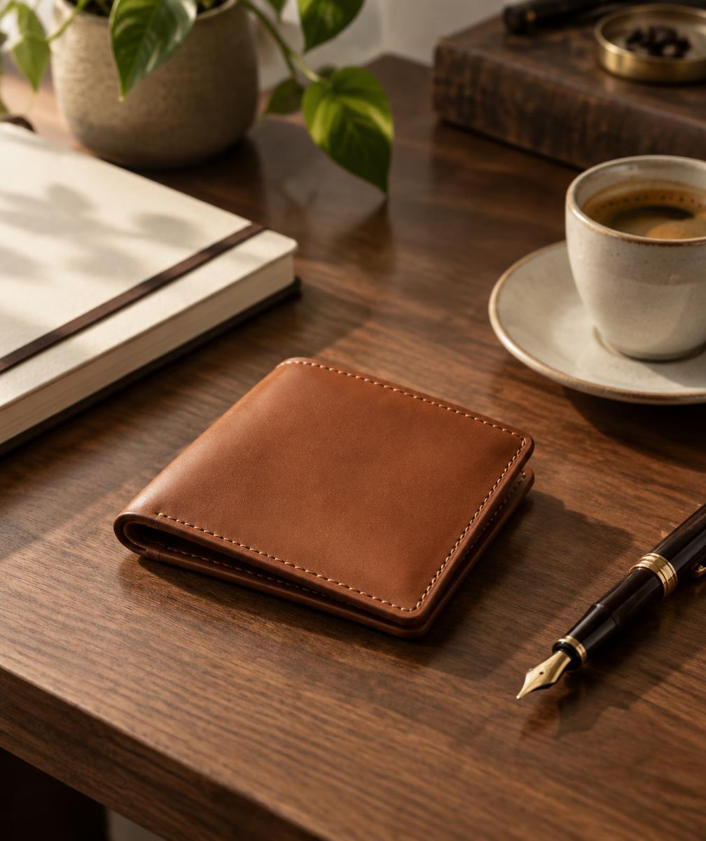 The Copperfield on a walnut work desk