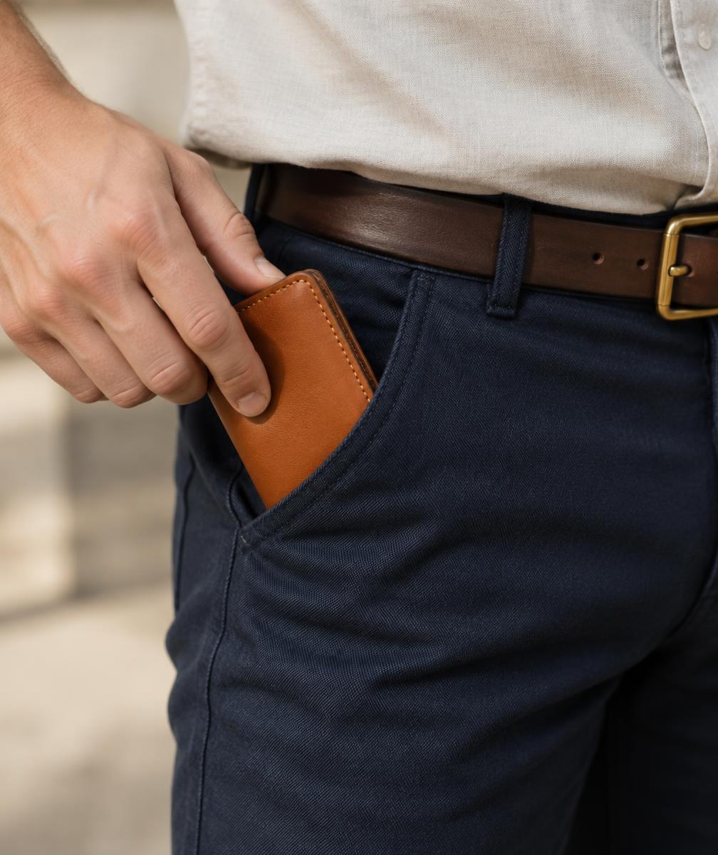 The Copperfield sliding into a trouser pocket